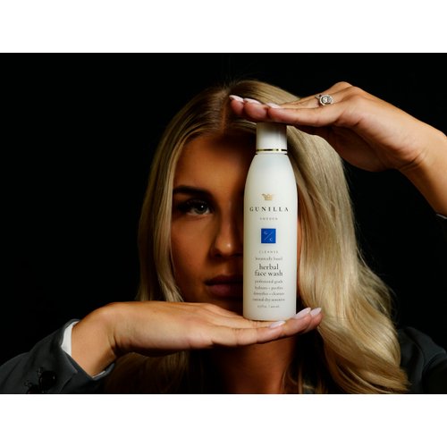 GUNILLA Herbal Face Wash - Very Gentle Daily Cream Cleanser for Dry, Normal, Sensitive Skin. Removes Dirt, Oil & Impurities. Plant-Based. Vegan. Natural. Concentrated 6.7 oz