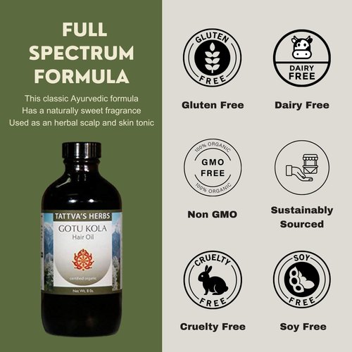 Gotu Kola Hair Oil, Gotu Kola Herb, Brahmi Oil, Brahmi Hair Oil, Natural Herbal Hair Oil, Ayurvedic Hair Oil, Gotukola, 8 oz Bottle. 25 Years of Premium Service