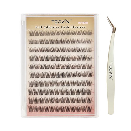 Tecxin-Mix Natural Lash Clusters Kit Extentions Korean Self Adhesive Clusters False Eyelashes Easy Appy,Press On Pre-glued Tech,No Glue,and No Sticky Residue,10-12mm 120 Pcs(Christmas Gift)