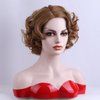 BERON Strawberry Blonde Wigs Short Strawberry Blonde Curly Wigs for Women Big Wavy 80s Flip Wigs Cosplay Costume Party Halloween Synthetic Strawberry Blonde Hair Natural Mommy Wigs with Wig Cap