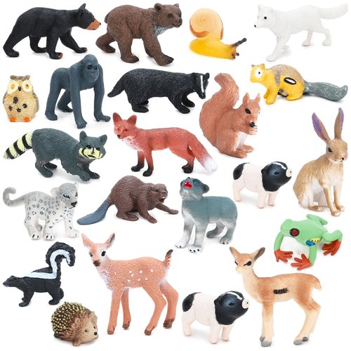 ONEST 22 Pieces Forest Animal Figures Toys Figurines Playset Realistic Wild Animals Figurines Jungle Animals Figurines Hand Painted Tiny Animals Toys for Kids Adults