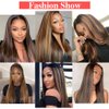 Legendhair Glueless #FB30 Ombre V Part Wigs Human Hair Balayage Brown Straight Human Hair Wigs for Black Women Highlight Upgrade U Part Wig Full Head Clip In Half Wig No Leave Out 180% Density 18 Inch