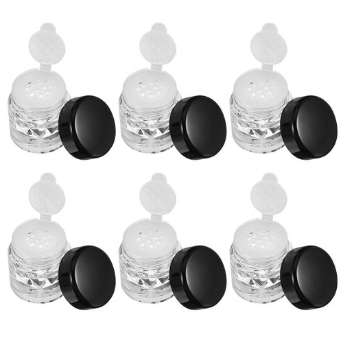 Artibetter 10pcs 3ML Mini Empty Loose Powder Bottle Loose Powder Container Eye- shadow Bottle Powder Box Concealer Dispenser Case with 12 Holes Sifter and Lids (Black)