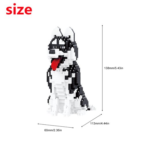 Larcele Mini Building Blocks Animal Set, DIY Micro 3D Building Toy Bricks,753 Pieces KLJM-05(Huskie)