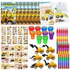 72 Pcs Construction Coloring Book with Crayons Bulk，Truck Car Party Favors Goodie Bags Fillers,Tractor Birthday Party Supplies Face Stickers Tattoo Prizes Gift for Engineering Vehicle