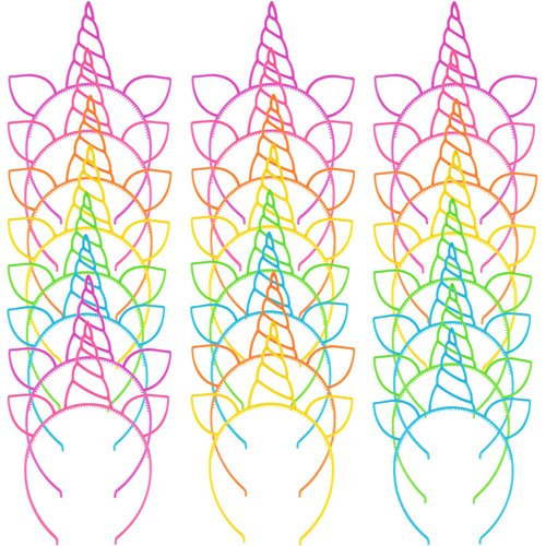 Zddaoole 24 Pcs Unicorn Headbands Unicorn Birthday Party Favors,Plastic Hairbands for Girls,Headware Accessories for Party Supplies Gift,Teens Toddlers Children