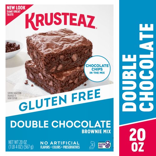 Krusteaz Gluten Free Double Chocolate Brownie Mix, Baking Mix, Includes Chocolate Chips, Certified Gluten Free, 20-ounce Box