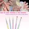 AIBEE Nail Art Brushes, 5pcs Double-Ended Acrylic Nail Brush Including 7/9/11mm Nail Liner Brush Flat Brushes and Nail Dotting Tools for Nail Art Design