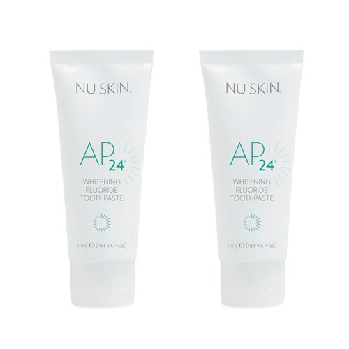 Nu Skin AP 24 Whitening Fluoride Toothpaste | 4oz | Brightens and Whitens Teeth | Helps Prevent Dental Cavities | Gentle Vanilla Mint Formula (2 Pack, Flouride)