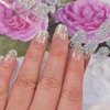 LIFOOST Semi Cured Gel Nail Strips Glitter Sequins Nail Stickers Transparent Full Nail Wraps for Women Nail Art Design