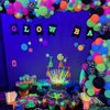 150Pcs NEON Balloon Garland Kit, Neon Glow in The Dark Balloon Arch with neon yellow, orange, pink, blue and neon polka dots Blacklight Balloons for Disco Party,Glows with Black Light Party Supplies