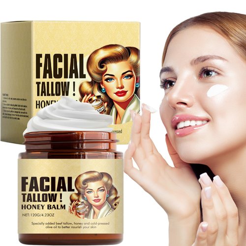 MUOCOBU Beef Tallow for Skin Grass Fed Tallow and Honey Balm, Tallow Face Moisturizer for Face & Body, Unscented, Multi-Purpose Balm, 4.23 OZ (1)