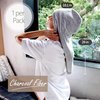 myHomeBody Hair Towel Wrap, Luxury Rapid-Dry Hair-Drying Turban, Ultra Soft and Quick Drying Absorbent Charcoal Fiber, with Coconut Shell Button - Gray