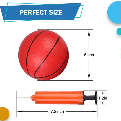 6" Indoor Small Sport Basketball for Kids Adults, Toddler 5 Inch Little Ball for Over Door Mini Basketball Hoop, Silence Rubber Basketball Ball for Indoor Outdoor Beach Pool Hoop 3PCS with Pump