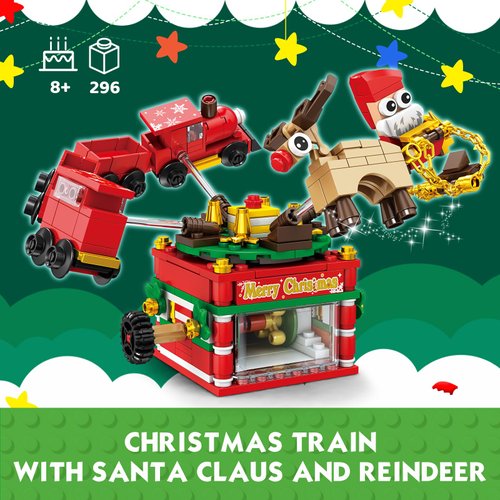 KAZI Christmas Train Building Toys for Kids,Christmas Train Sets with Santa Claus and Reindeer,Christmas Decorations for Tabletop & Home,Christmas Party Favors, for Boys Girls Ages 8+