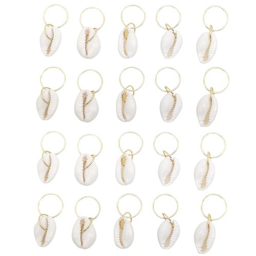 20 Pack Shell Hair Clip, Cowrie Shells for Hair for Women Seashell for Hair Braids DIY Sea Shell Gold Hair Rings Accessories