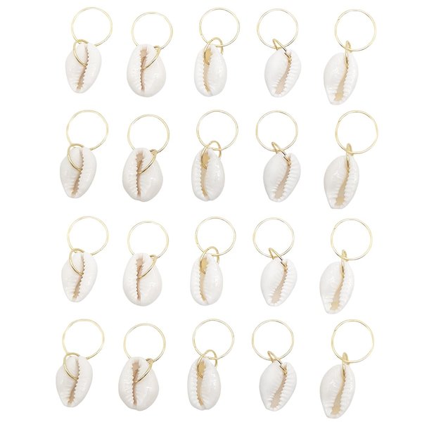 20 Pack Shell Hair Clip, Cowrie Shells for Hair for Women Seashell for Hair Braids DIY Sea Shell Gold Hair Rings Accessories