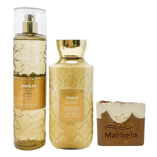 Bath & Body Works Dahlia - Duo Gift Set - Fine Fragrance Mist and Body Lotion with a Yamma Jamma Bar Soap.
