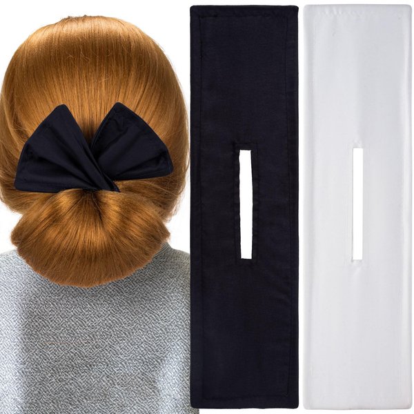 CustomyLife 2pcs Hair Bun Makers Black White Deft Bun Twister Flexible Donut Hair Bun Lazy French Hair Curler Bun Clips Accessories for Women Long Thick Thin Short Hair