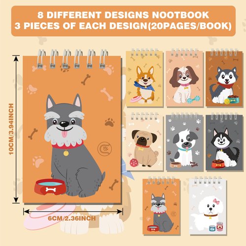 Dog Party Favors 148 Pcs Puppy Party Favors Bulk Dog Paw Mini Notebooks Pens Stickers Set for Dog Themed Birthday Party Supplies Classroom School Reward Gift Prizes Goodie Bags Stuffers