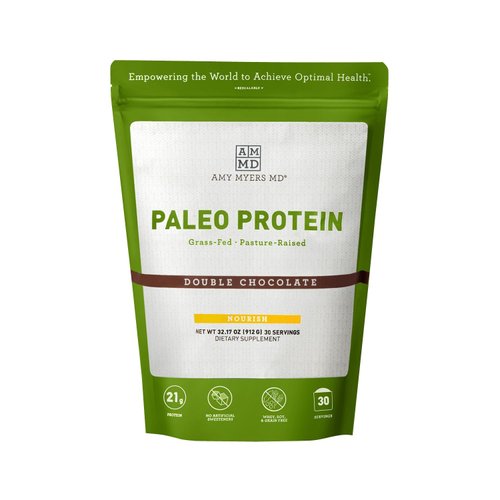 Amy Myers MD Paleo Protein Powder Double Chocolate - Clean Grass Fed, Pasture Raised Protein - Hydrolyzed Bovine Collagen, Hormone Free, Non-GMO, Gluten & Dairy Free - Perfect for Keto and Paleo Diet