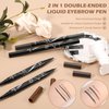LOKFAR Microblading Eyebrow Pen, 2-In-1 Dual-Ended Waterproof Eyebrow Pencil with 4-Fork-Tip & Ultra-Precise Tip, and an Angled Eyebrow Brush, Eye Brow Pencils for Women -Black