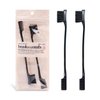 Kitsch Double-Sided Edge Fixer and Hair Styling Brush Set - Soft Nylon Bristles, Dual Edges for Grooming and Taming Flyaways, Combo Pack 2 Pieces (Black)