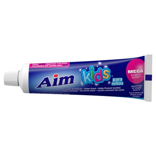 Aim Kids Gel Fluoride Toothpaste - Mega Bubble Berry 4.4 oz. (Pack of 2)