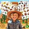 Cowboy Temporary Tattoos First Birthday Party Decorations Supplies Favors 96 PCS 8 Sheets Cute Fake Tattoo Stickers Party Games For Children Kids Boys Girls School Gifts Reward Home Activity
