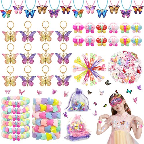 Animal Party Favors Fairy Birthday Party Supplies Girls Gift Bags with Keychains Hairpins Stickers and Organza Bags for Birthday Party Supplies Fairy Party Decorations (Butterfly)