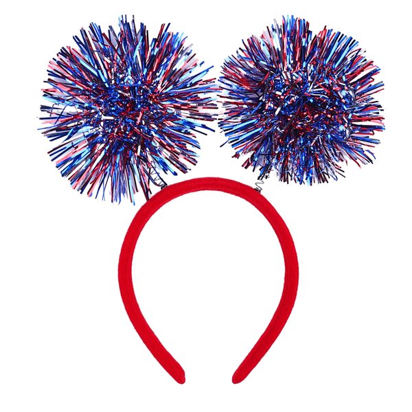 SARATA 4th of July Patriotic Headband Ribbon for Headband Multiple Stars Flashing Design Independence Day Headbands HeadWear for Head Boppers Hair Hoop Party Supplies 1PCS