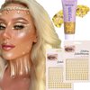 YOSOMK Gold Body Glitter Gel & 2 Sheets Face Gems Rhinestones Set, Face Glitter Makeup & Hair Jewels Stick on, Holographic Hair Glitter Eye Gems,Chunky Glitter Face Jewels for Makeup Festival