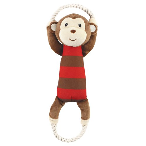 Luvable Friends Baby Squeaky Plush Dog Toy with Rope, Monkey, One Size