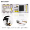 SEEDEW 4D Lash Extensions, 0.07mm D Curl MIX8-15mm 12 Rows/Tray, W Shape Flat Stem, Korean PBT Volume Eyelash Grafting for Beginner Artist, Lash Tech, Beauty Salon(4D-Matte Black-0.07-D-MIX8-15mm)