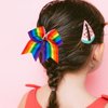 Rainbow Cheer Bows 8 Inch Jumbo Cheerleader Bows Ponytail Holder Cheerleading Bows Hair Tie Gay Pride Day Cheer Bows Hair Accessories for School Girls Women 2 Pack