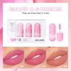 BEUKING 3 Pcs Lipstick Set Pink Mirror Waterproof High Pigment Non-Smudge Liquid Nude Lip Gloss Smooth Red Pink Long-lasting Wear Non-stick Lightweight Lip Stain Set for Women Lady Girl Lip Makeup (A)