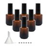 Agidea 6PCS Empty Nail Polish Bottles Amber 15ML/0.5 oz, Empty Dark Glass Refillable Nail Polish Bottles with Brush & Mixing Balls & Funnels,Brown