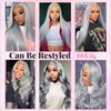 Valiilo Grey Wig Human Hair 22 Inch Lace Front Wigs Human Hair 13x4 HD Lace Front Wigs 180% Density Grey Wigs Human Hair Straight Grey Human Hair Lace Front Wigs Pre Plucked for Women