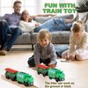 HANQIANN Battery Operated Train Set for Wooden Train Track,Electric Magnetic Locomotive Train Set Remote Control Train Vehicles Toy with Figures for Toddlers
