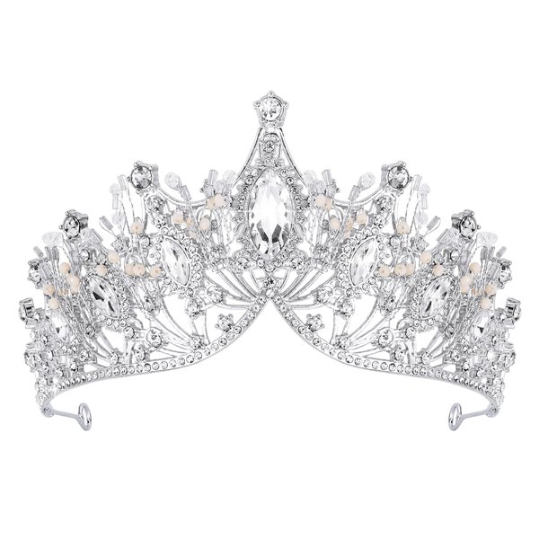 Velscrun Silver Crystal Birthday Tiara Crowns for Women Girls Elegant Princess Crown Headband Birthday Girls Sash Happy Birthday Princess Party Decorations Birthday Cake Topper Hair Accessories
