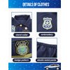 Popsunny Police Officer Costume for Kids, Cop Toys with Policeman Uniform, Hat, Whistle, Toddler Dress Up for Christmas Party, Boys Girls Birthday Gift