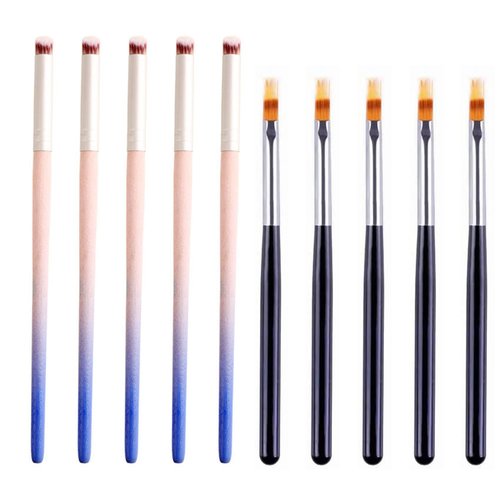 YECIRALA 10Pcs Nail Ombre Brush Nail Art Gradient Painting Brush With Wood Handle For Nail Design Brushes Set Gel Nails Gradient Color Ombre Nail Art Brushes For Women Nail Art Painting Pens Tools
