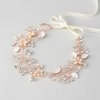 SWEETV Bridal Headband Wedding Headpiece for Bride Hair Accessories for Wedding Hair Pieces Crystal Pearl Hair Vine Rose Gold