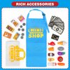 Cash Register Toy for Kids with Real Calculator, Cashier Register with Scanner/Weighter/Credit Card/ Play Money/ Food/Microphone, Pretend Play Store with Apron and Shoping Bag for Kids 4-8