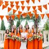 Orange Party Decorations Metallic Fabric Triangle Pennant Banner Flag Bunting Garland for Fall Autumn Thanksgiving Graduation Birthday Wedding Bridal Shower Baby Shower Anniversary Party Supplies