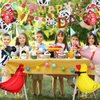 Sumind Farm Birthday Party Decorations Farm Animals Barn Backdrop Banner Walking Balloons Cupcake Toppers Birthday Party Supplies Set for Kids Farm Animals Cow Theme Party Supplies