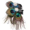 Comidox Hair Clip, Cute Peacock Feather with Rhinestones, Charming Peacock Headpiece Feather Hair Accessories for Women, Weddings, Parties, Halloween, Set of 2
