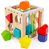 AMAWOOD Montessori Toy for Toddlers, Shape Sorter for Baby, Wooden Shape Sorting Cube with 8 Rattling Blocks Baby Toys, Educational Learning Toy, Best Gift for Your Baby Boy Girl