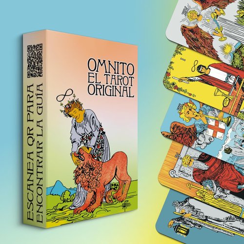OMNITO Original Tarot Cards in Spanish | 78 Card Deck | Pocket-Sized (4.13" x 2.3") Spanish Deck | Fortune Telling Cards | Classic Meanings with Online Guide for Beginners