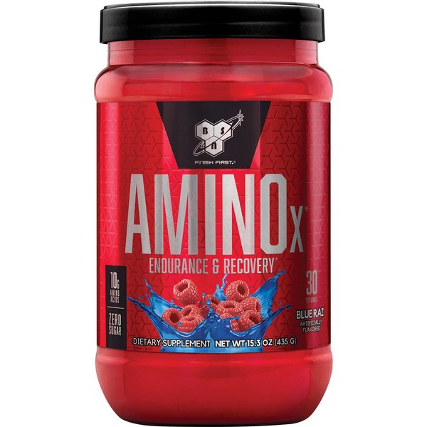 BSN Amino X Muscle Recovery & Endurance Powder with BCAAs, 10 Grams of Amino Acids, Keto Friendly, Caffeine Free, Flavor: Blue Raspberry, 30 Servings (Packaging May Vary)